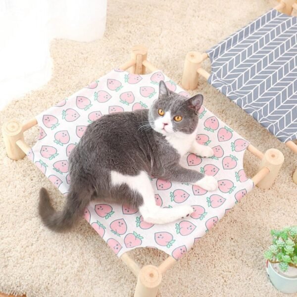 Cat Cloth Bed - (69.5 x 55 cm, up to 9kg) Wooden Framed Breathable, Washable, Portable Indoor and Outdoor